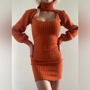 Hera Collections orange sweater dress 2pc set size small